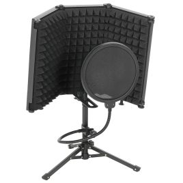 FARRAVON Studio Microphone Isolation Shield with Pop Filter and Tripod Stand - Black