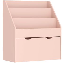 CRESVYN Kids Bookcase with Shelves and Drawer - Pink