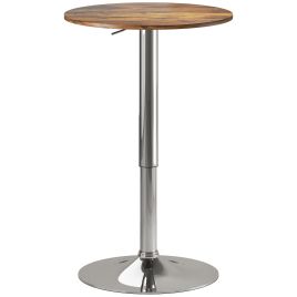 EVARLITH Round 360 Degree Swivel Counter Bar Table with Adjustable Height - Rustic Brown