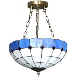 BRENTHYR Vintage Chandelier with 3 E27 Sockets and Semi Flush Mount - Blue