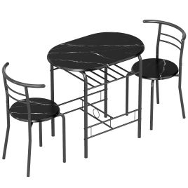 WYNTHERRA Three Piece Compact Dining Table and Chair Set - Black