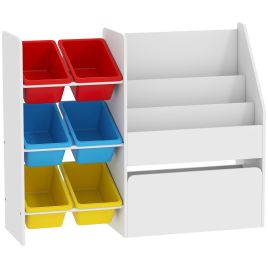 VELLMAR Toy Storage Cabinet 3 Tier Shelf with 6 Removable Storage Bins - Rainbow