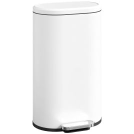 SAVRIA 30L Modern Curved Rubbish Bin - White