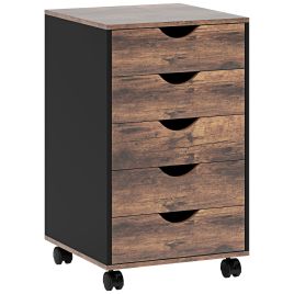 CLYVERIS Filing Cabinet with 5 Drawer - Rustic Brown