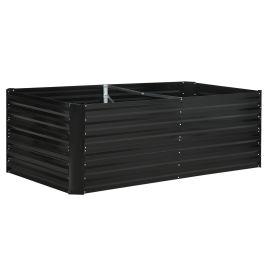 ZENFORD Galvanised Steel Raised Garden Bed 180cm - Black