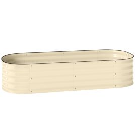 LOXHILL Galvanised Raised Garden Bed Metal Planter - Cream White