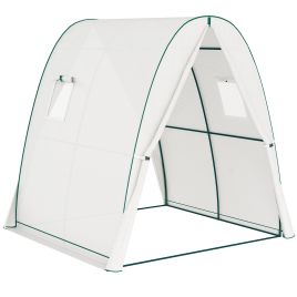 LAWTON Walk In Hoop House Greenhouse with Sandbags - White