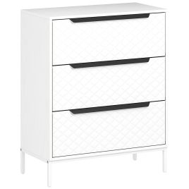 INGHURST White Fabric Chest of Drawers - Medium-sized, 3 Drawers