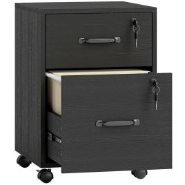 MARTON Rolling File Cabinet with 2 Drawers - Black