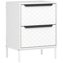 INGHURST White Fabric Chest of Drawers - Small-sized, 2 Drawers