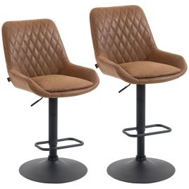HATHERBY Faux Leather Retro Bar Stools Set of 2 - Orange