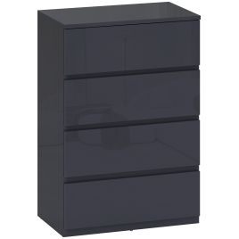 ROWAN High Gloss Grey Chest of Drawers - Medium-sized, 4 Drawers