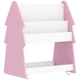 Kids Bookshelf with Toy Storage, Double-Sided Book Rack - Pink