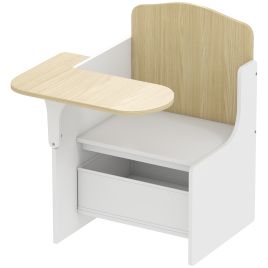 Kids Table and Chair Set with Storage Bins - White