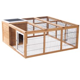 IVERTON Outdoor Rabbit Hutch and Guinea Pig Run Cage - Yellow