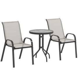 SERURE Glass 3 Piece Garden Set - Light Grey