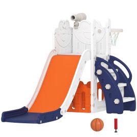 CARFORD Orange HDPE 5 in 1 Kids Slide Set with Basketball Hoop - 70cm