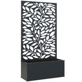 SERIS Steel Metal Planter with Trellis - Black