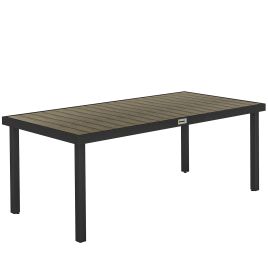 ELVIVO Aluminium Garden Dining Table - Medium Wood