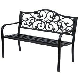 VALAUX Steel Metal Garden Bench - Black