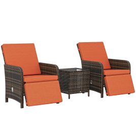 ZENIX Metal Rattan Bistro Set - Orange