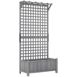 CARARI Wooden Raised Planter with Trellis - Dark Grey
