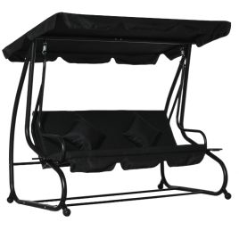 JADMER Metal 3 Seater Garden Swing Bed - Black