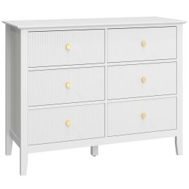 MONAUX White Chest of Drawers - Medium-sized, 6 Drawers, Double