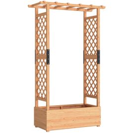 SOLMER Wooden Planter with Trellis - Light Wood, 110cm