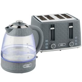 AUREOS Steel Kettle and Toaster Set - Grey