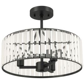 Stacote Black Metal Crystal Ceiling Light - 39cm