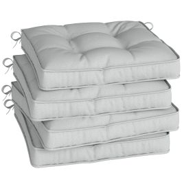 Norshaw Light Grey Polyester Dining Seat Cushion with Ties Set of 4 - 42cm