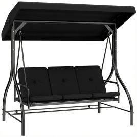 Marshaw Black Metal 3 Seat Canopy Swing Chair - 195cm