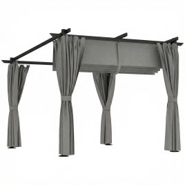 Luxglen Light Grey Aluminium 3x3m Retractable Roof Pergola - 295cm