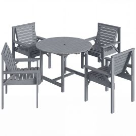 Brithor Grey Fir Wood Table and Chairs Set - 100cm