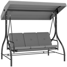 Marshaw Light Grey Metal 3 Seat Canopy Swing Chair - 195cm