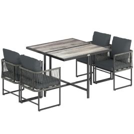 Zepcla Grey PE Rattan 4 Seater Dining Set - 108cm