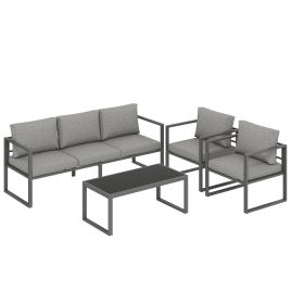 Evoen Dark Grey Fabric 4 Piece Corner Sofa Set - 302cm