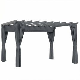 Ivecarr Dark Grey Aluminium 3.6x3m Pergola Gazebo with Retractable Roof Canopy - 293cm