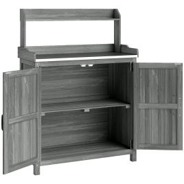 Norel Grey Fir Wood Potting Bench Table - 40cm