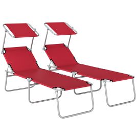 Winglen Red Metal Sun Lounger Set of 2 - 58cm