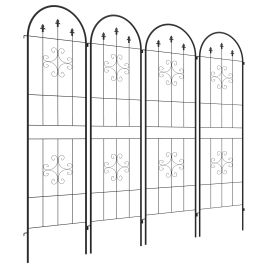 BEACONSFIELD Set of 4 Spiral Anchor Garden Trellis Panels for Climbing Plants - Black
