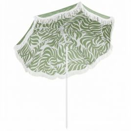 Wexmont Green Metal 1.8m Beach Umbrella Parasol with Sand Anchor - 178cm