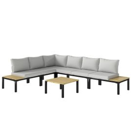 Coreth Light Grey Steel 6 Piece Corner Sofa Set - 222cm