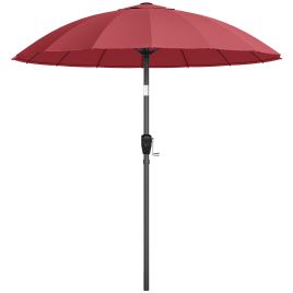 Elmcrof Wine Red Metal 2m Parasol Umbrella with 16 Fibreglass Ribs - 203cm