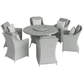 Vantzep Aluminium 7 Pieces Rattan Garden Furniture Set - Grey