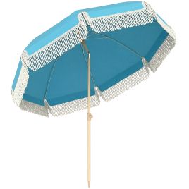 Harmore Lake Blue Metal 1.7m Beach Umbrella with Sand Anchor - 174cm