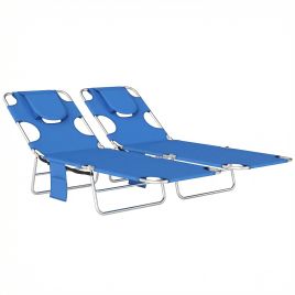 Ivevale Blue Fabric Sun Lounger Set of 2 - 55cm