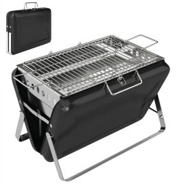 Prilyne Black Stainless Steel Barbecue Grill with Suitcase Shell - 28cm