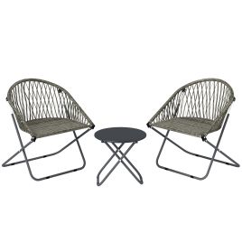 Norion Grey Rattan Table and Chair Set - 66cm